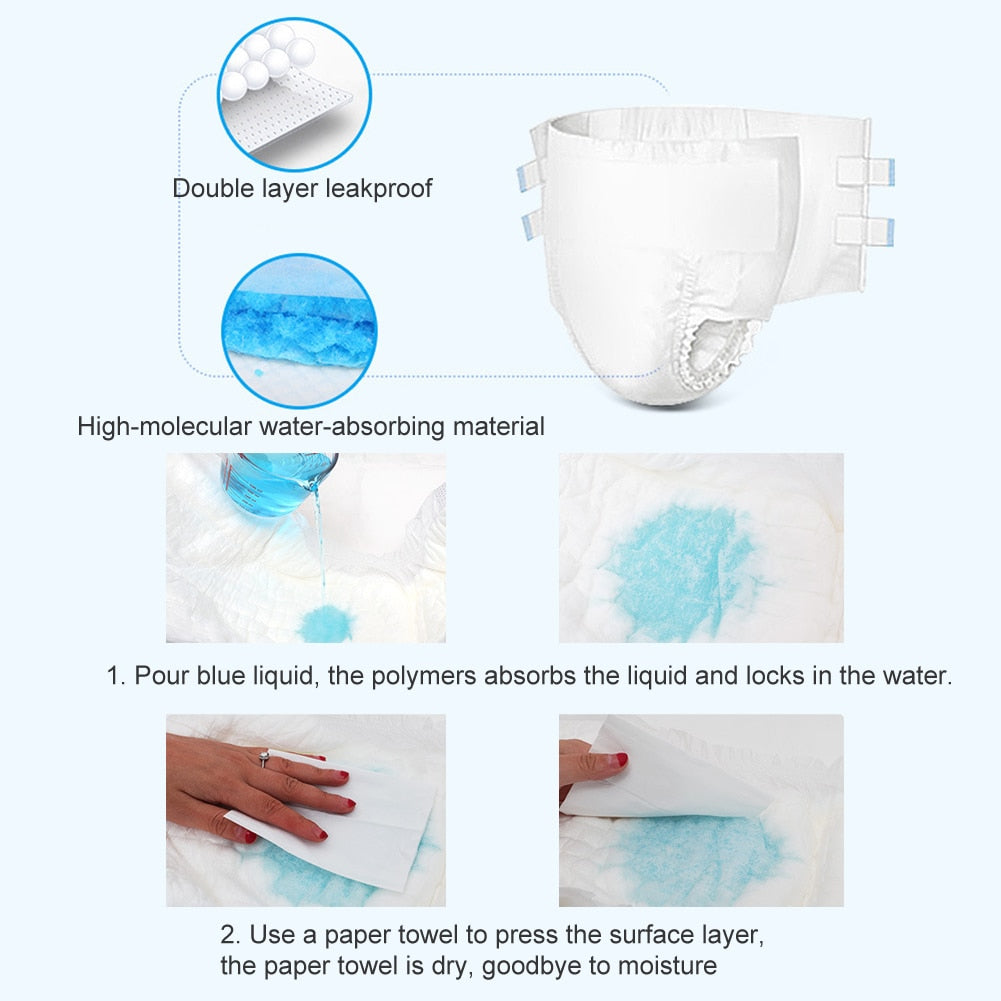 10pcs Large Capacity Disposable Adult Diapers Breathable Quick Water Absorption Easy Use Nursing Urine Mat For Men Women Elderly